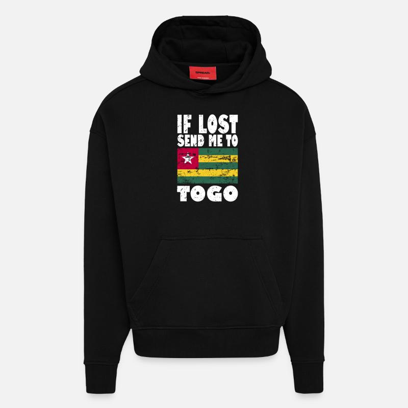Drapeau du Togo - Sweat à capuche bio épais oversize fabriqué en UE - SOLID BLACK