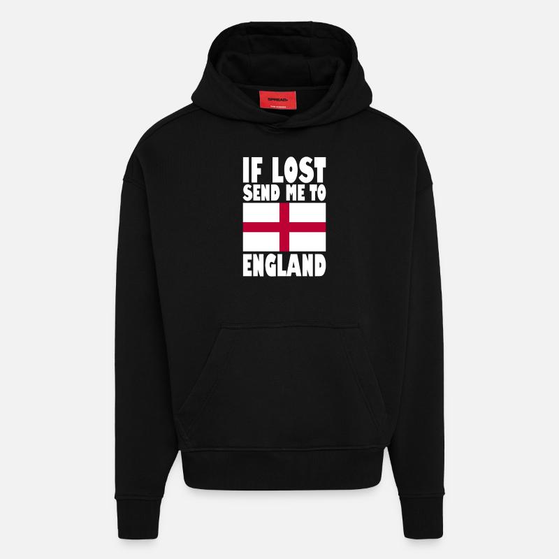 Drapeau de l’Angleterre Disant - Sweat à capuche bio épais oversize fabriqué en UE - SOLID BLACK
