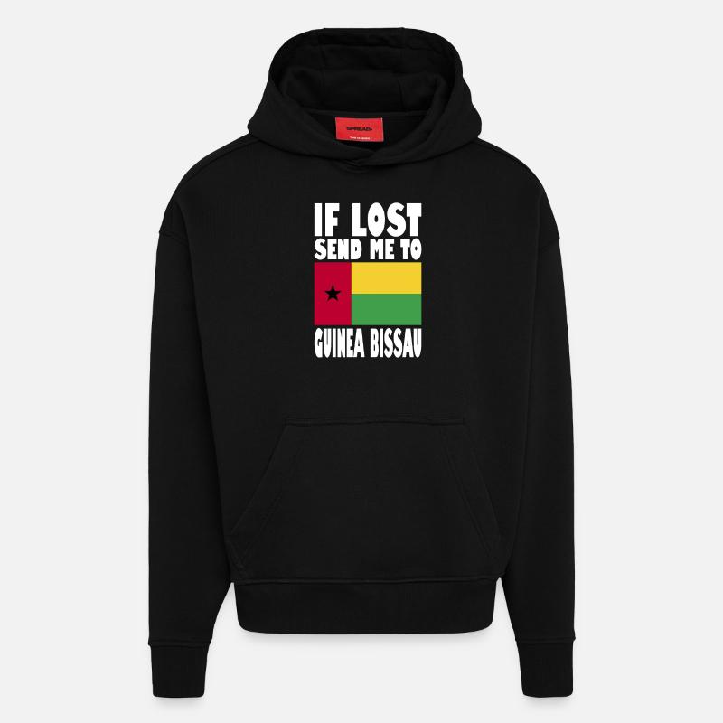 Drapeau de la Guinée-Bissau - Sweat à capuche bio épais oversize fabriqué en UE - SOLID BLACK