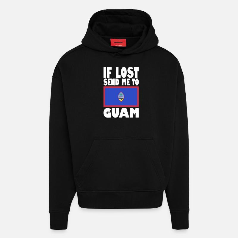 Drapeau de Guam - Sweat à capuche bio épais oversize fabriqué en UE - SOLID BLACK