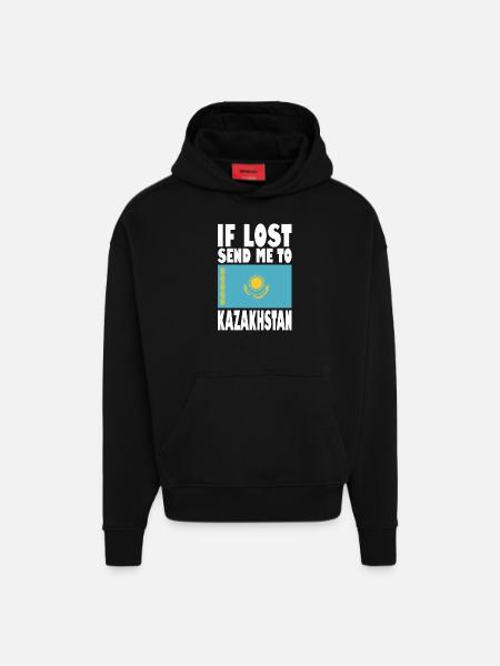 Kazakhstan Flag Saying - Hoodie- made by SPREAD - SOLID BLACK