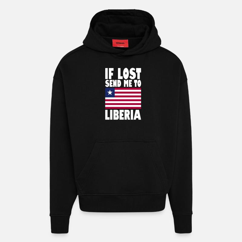 Drapeau de la Libye - Sweat à capuche bio épais oversize fabriqué en UE - SOLID BLACK