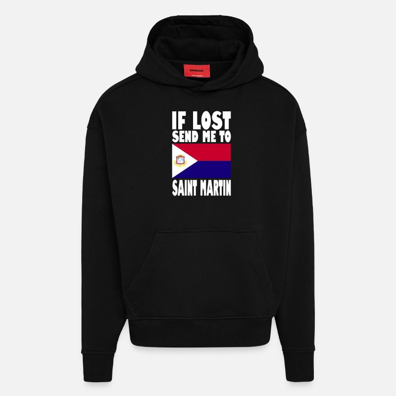 St. Martin Flagge Spruch - Hoodie- made by SPREAD  - SOLID BLACK
