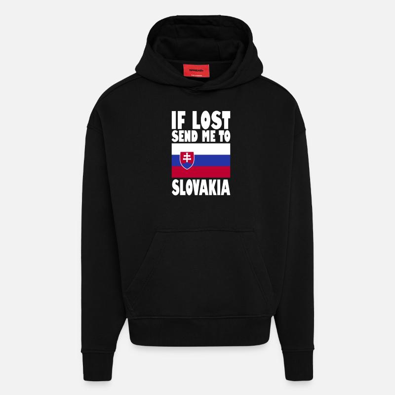 Drapeau de la Slovaquie - Sweat à capuche bio épais oversize fabriqué en UE - SOLID BLACK