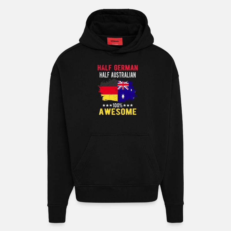 Half German Half Australian - Hoodie- made by SPREAD  - SOLID BLACK