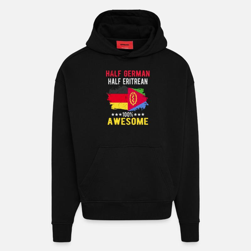Half German Half Eritrean - Hoodie- made by SPREAD  - SOLID BLACK