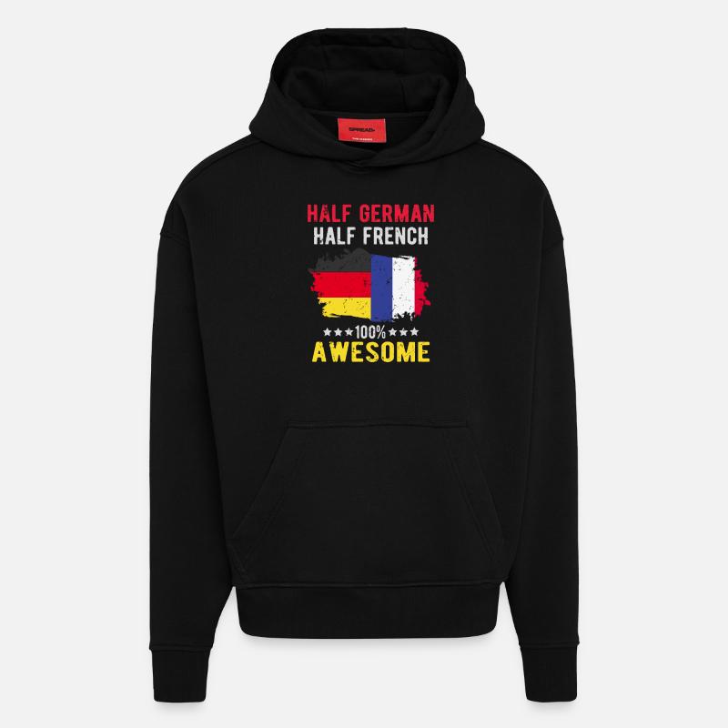 Half German Half German - Hoodie- made by SPREAD  - SOLID BLACK