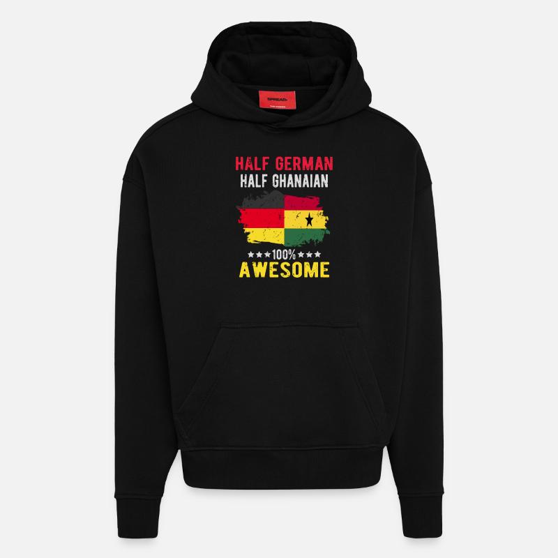 Half German Half Ghanese - Hoodie- made by SPREAD  - SOLID BLACK