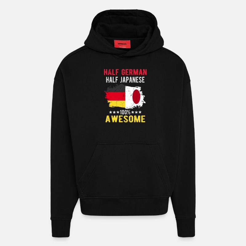 Half German Half Japanese - Hoodie- made by SPREAD  - SOLID BLACK