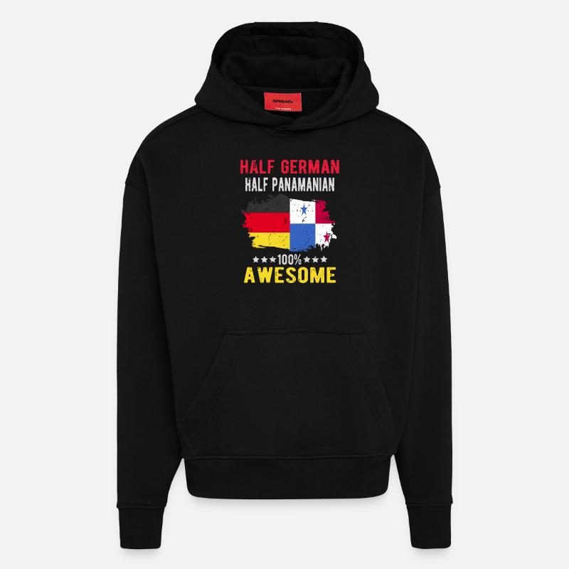Moitié allemande moitié Panamanie - Sweat à capuche bio épais oversize fabriqué en UE - SOLID BLACK