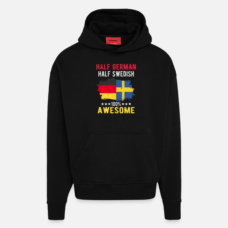 Half German half Swedish - Hoodie- made by SPREAD  - SOLID BLACK