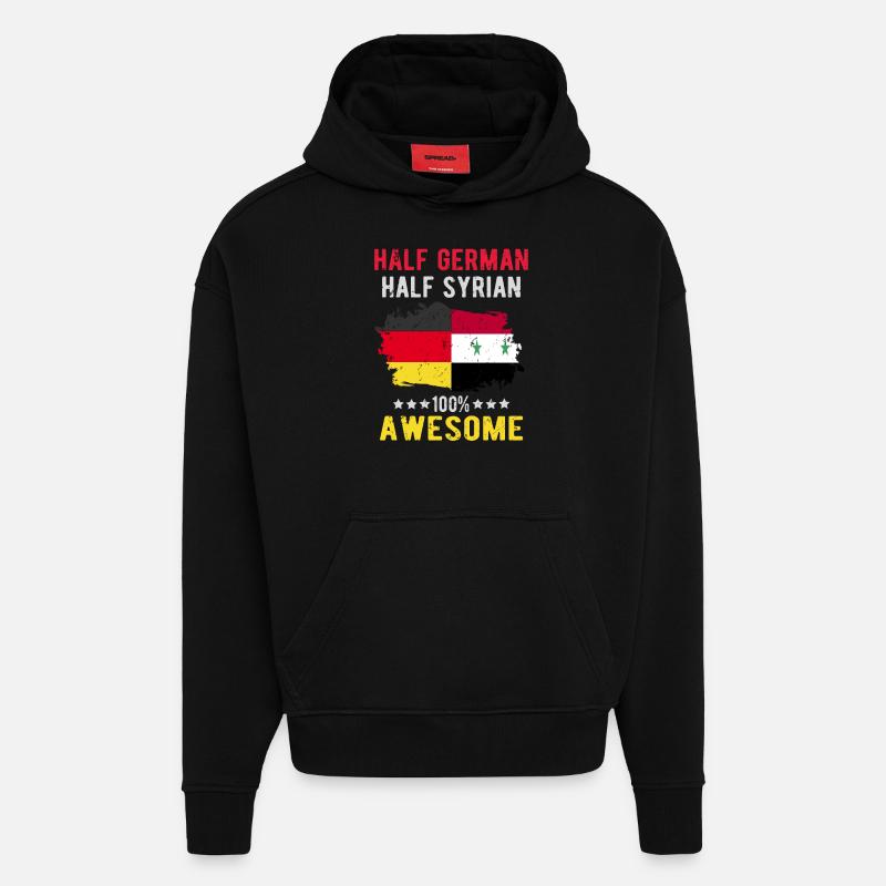Halb Deutsch Halb Syrier - Hoodie- made by SPREAD - SOLID BLACK