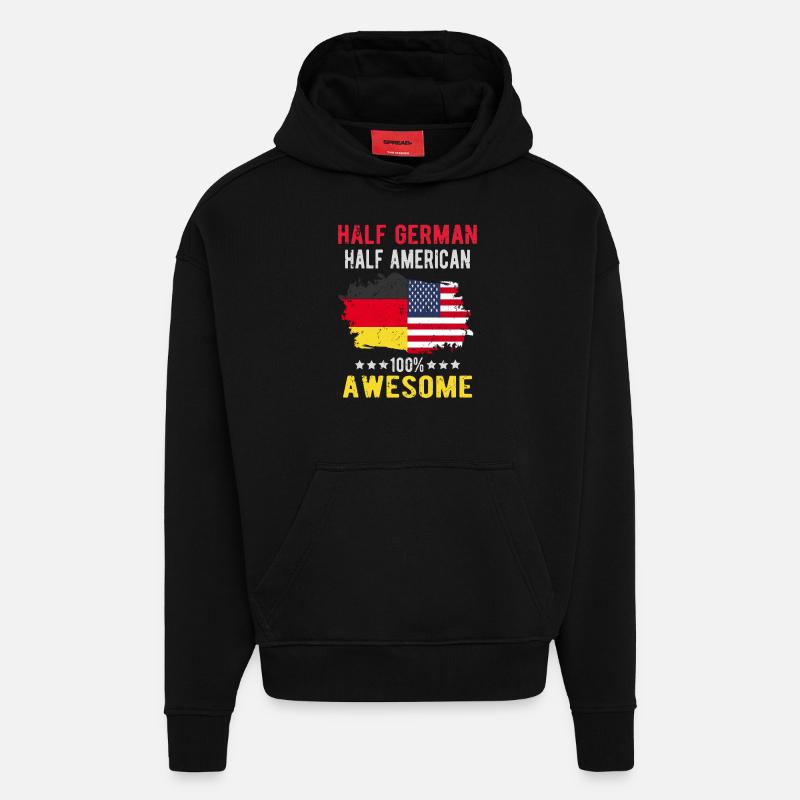 Half German half American - Hoodie- made by SPREAD  - SOLID BLACK