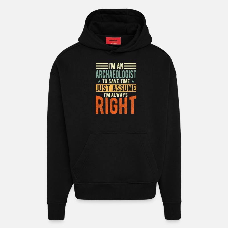 Archéologue - Sweat à capuche bio épais oversize fabriqué en UE - SOLID BLACK