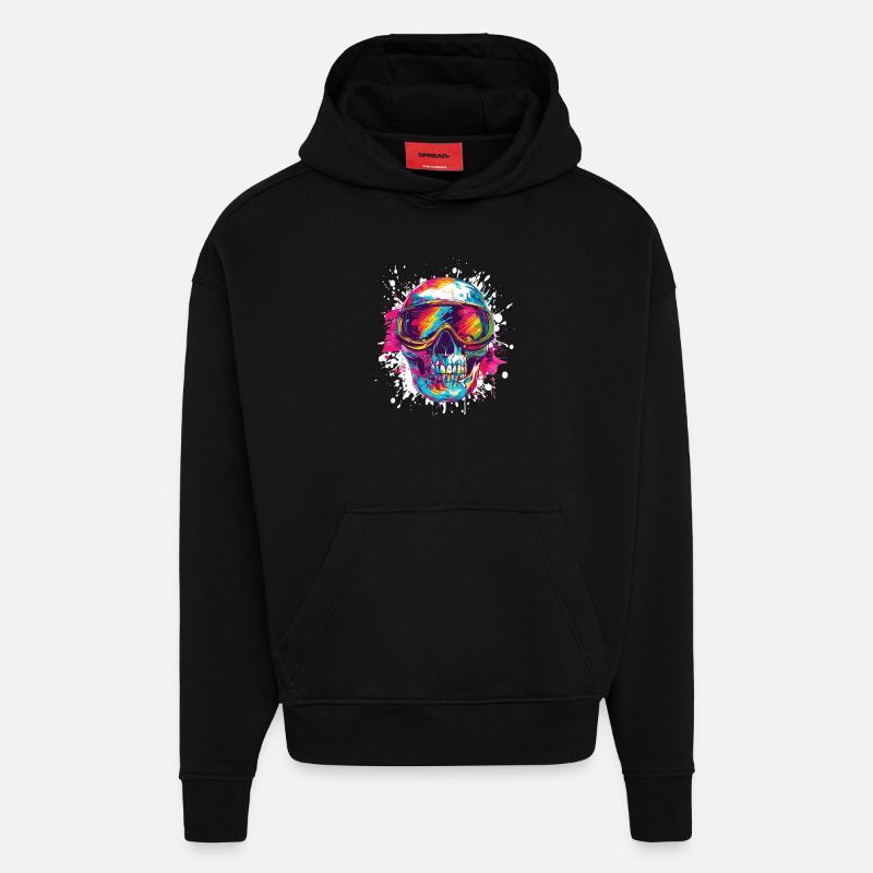 Ski Ski Goggles Skull - Hoodie- made by SPREAD  - SOLID BLACK