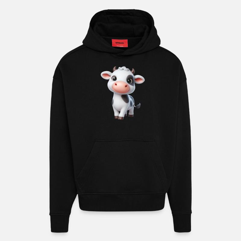 Vache 1 - Sweat à capuche bio épais oversize fabriqué en UE - SOLID BLACK