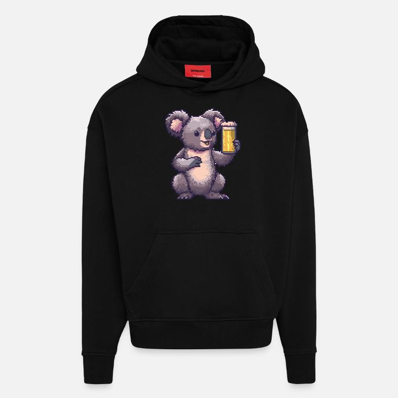 Koala Pixel Bier - Hoodie- made by SPREAD  - SOLID BLACK