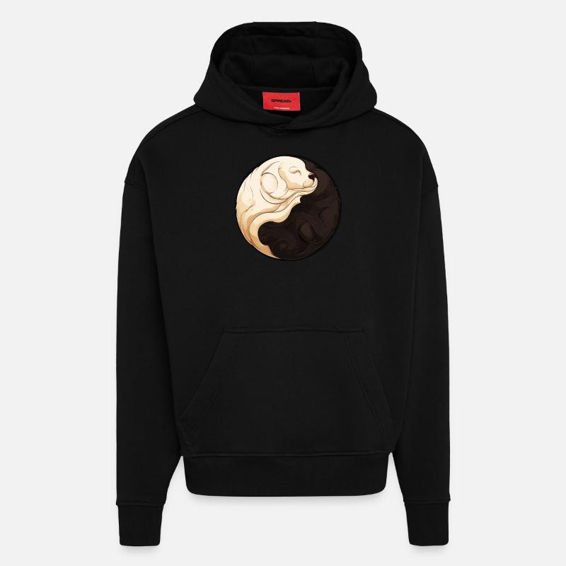 Chiot Yin Yang - Sweat à capuche bio épais oversize fabriqué en UE - SOLID BLACK