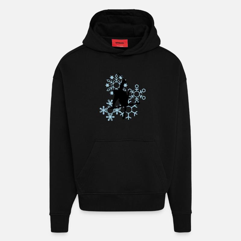 Skier mit Schneeflocken - Hoodie- made by SPREAD  - SOLID BLACK