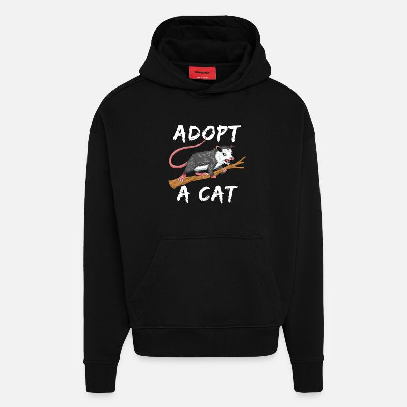 adopter un chat - Sweat à capuche bio épais oversize fabriqué en UE - SOLID BLACK