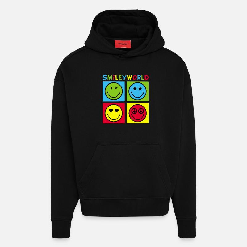 Smileys und vierfarbig - Hoodie- made by SPREAD  - SOLID BLACK