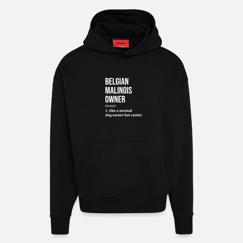 Malinois belge - Sweat à capuche bio épais oversize fabriqué en UE - SOLID BLACK