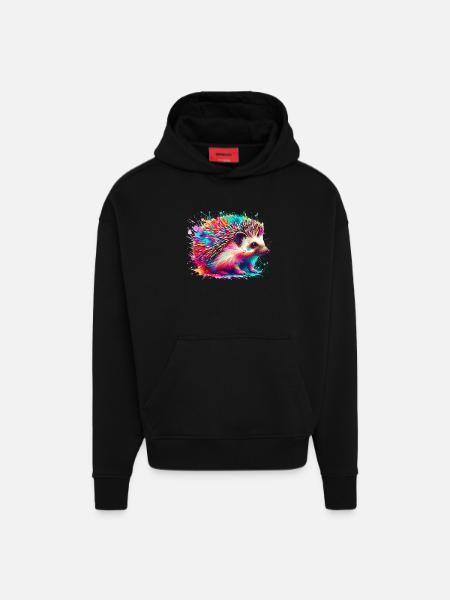 Hérisson - Sweat à capuche bio épais oversize fabriqué en UE - SOLID BLACK