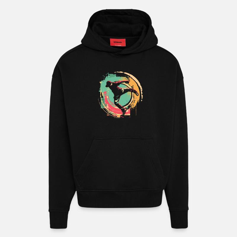 B-Boy à l’ancienne - Sweat à capuche bio épais oversize fabriqué en UE - SOLID BLACK