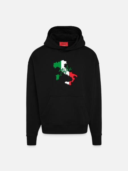 Flag of Italy, Italian pride - Hoodie- made by SPREAD - SOLID BLACK
