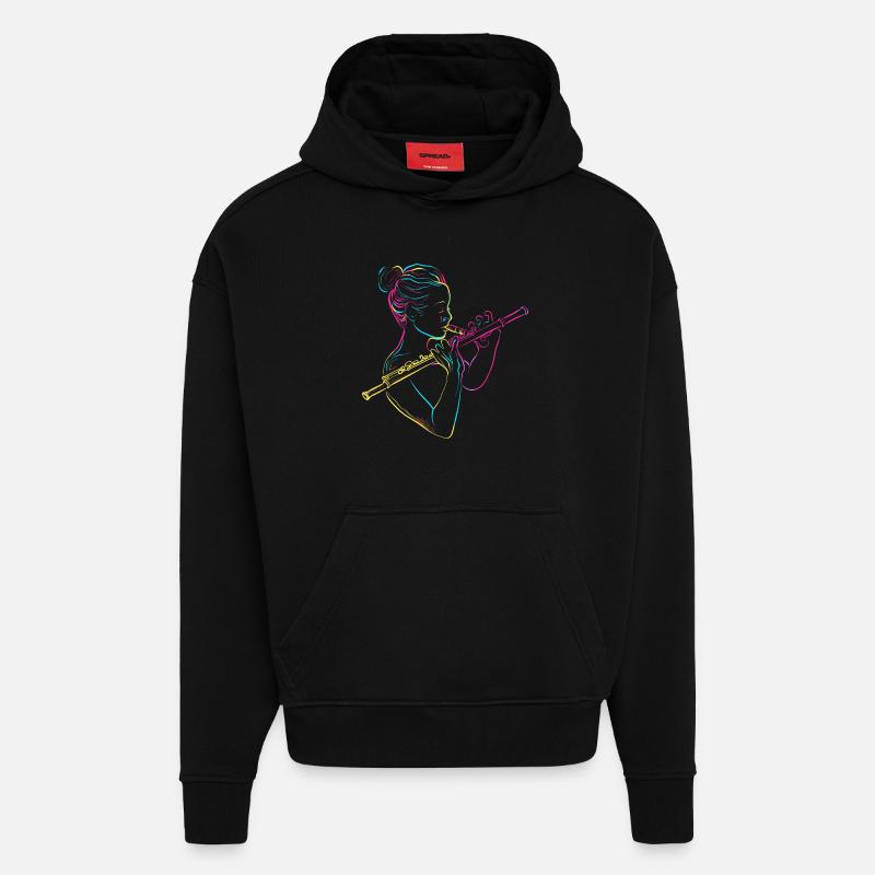 Flötenmädchen 80er Jahre - Hoodie- made by SPREAD  - SOLID BLACK