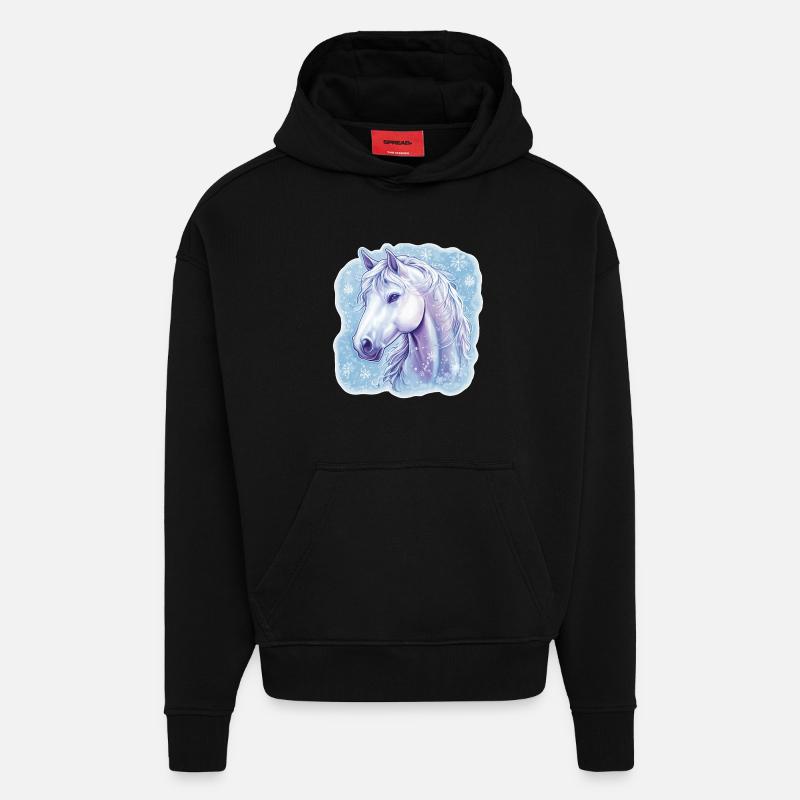 Pferd Schneeflocken  - Hoodie- made by SPREAD  - SOLID BLACK