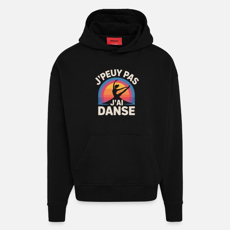 J'Peux Pas J'Ai Danse - Sweat à capuche bio épais oversize fabriqué en UE - SOLID BLACK