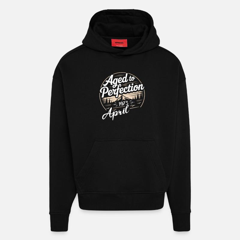 Avril 1973 anniversaire avril 1973 - Sweat à capuche bio épais oversize fabriqué en UE - SOLID BLACK
