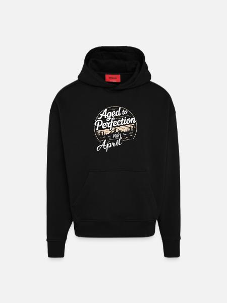 April 1981 birthday april 1981 - Hoodie- made by SPREAD  - SOLID BLACK