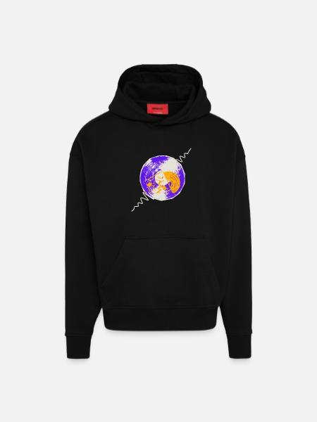 Vinyles - Sweat à capuche bio épais oversize fabriqué en UE - SOLID BLACK