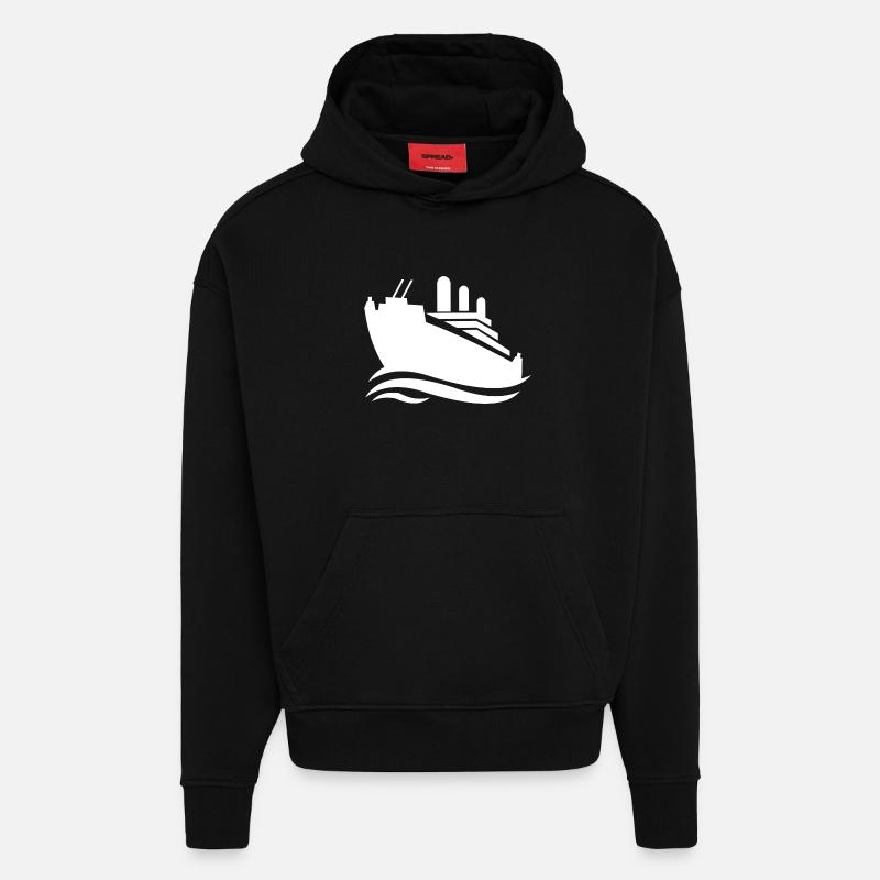 Bateau de croisière - Sweat à capuche bio épais oversize fabriqué en UE - SOLID BLACK