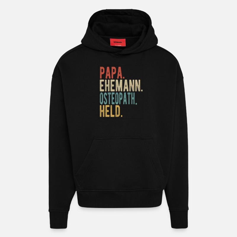 Osteopath Papa Ehemann Held - Hoodie- made by SPREAD  - SOLID BLACK