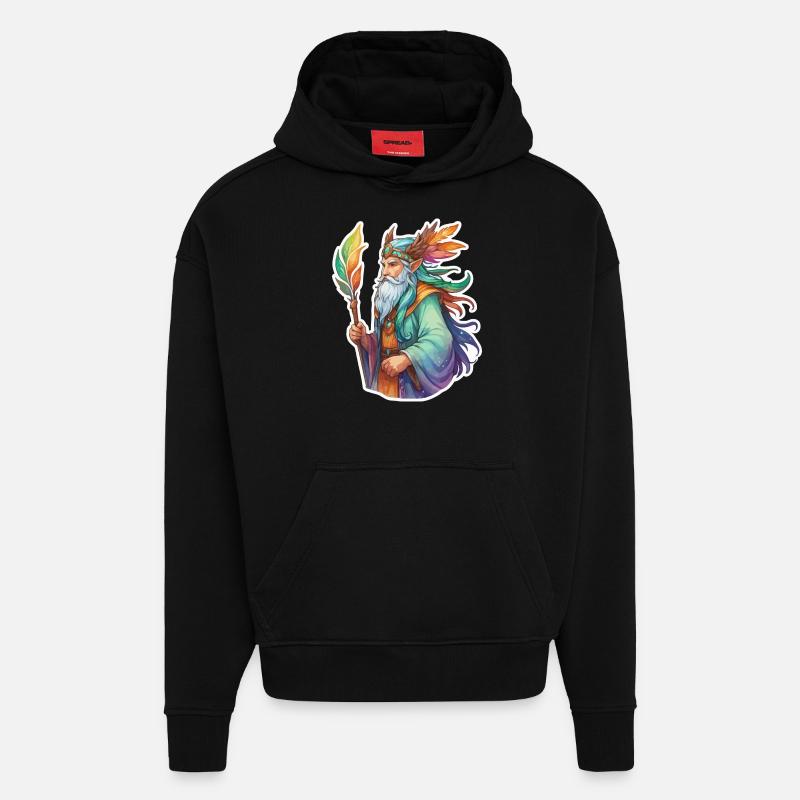 Druide Wasserfarben - Hoodie- made by SPREAD  - SOLID BLACK