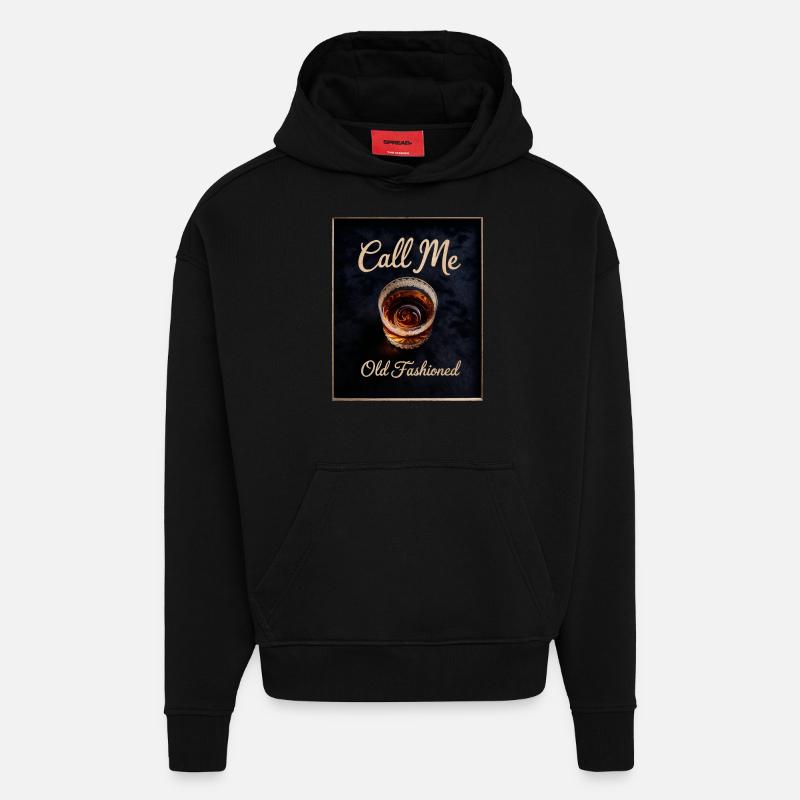 Appelez-moi Whisky à l’ancienne drôle - Sweat à capuche bio épais oversize fabriqué en UE - SOLID BLACK