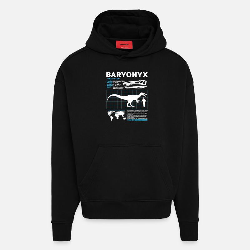 Baryonyx Datenblatt - Hoodie- made by SPREAD  - SOLID BLACK