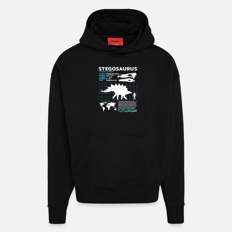 Stegosaurus Datasheet - Hoodie- made by SPREAD  - SOLID BLACK