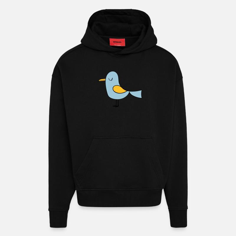 oiseau - Sweat à capuche bio épais oversize fabriqué en UE - SOLID BLACK
