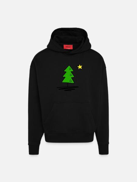 Fir tree - Hoodie- made by SPREAD  - SOLID BLACK