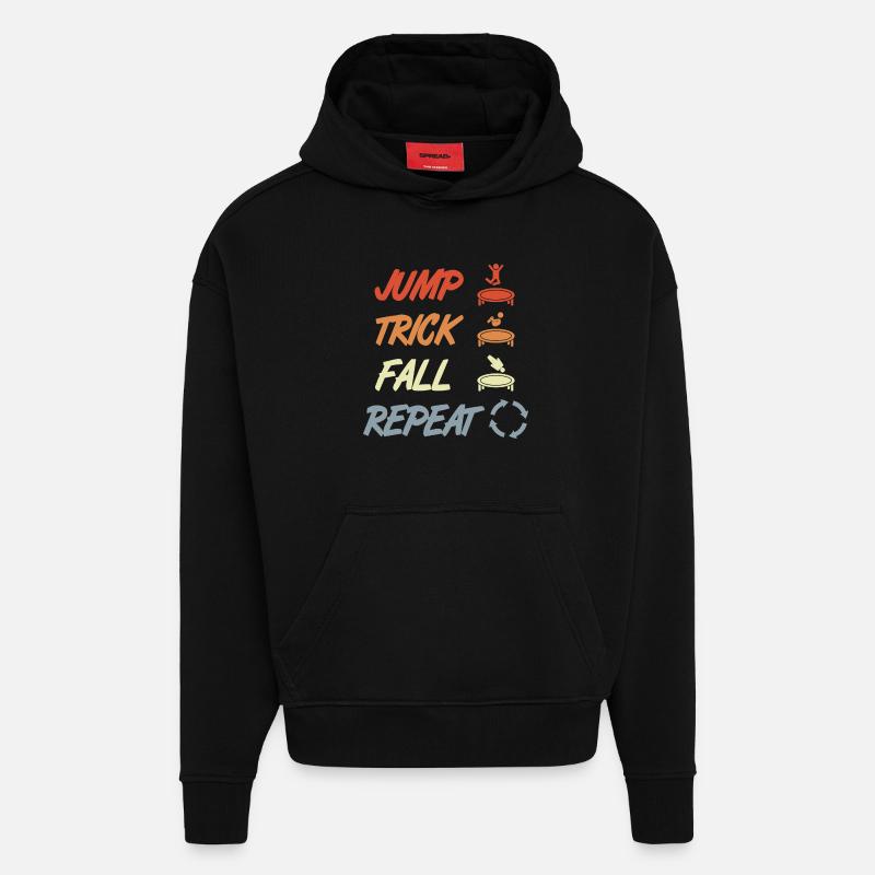 Trampoline Techniques - Sweat à capuche bio épais oversize fabriqué en UE - SOLID BLACK