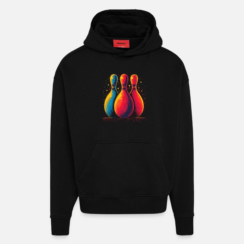 Look rétro bowling - Sweat à capuche bio épais oversize fabriqué en UE - SOLID BLACK