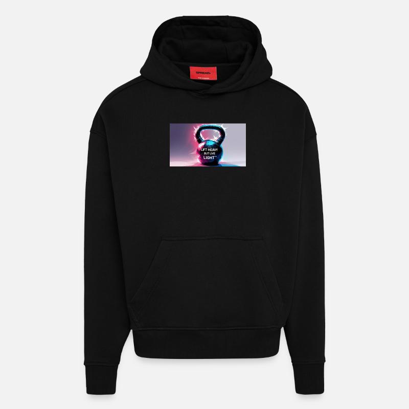 Kettelball avec slogan de motivation - Sweat à capuche bio épais oversize fabriqué en UE - SOLID BLACK