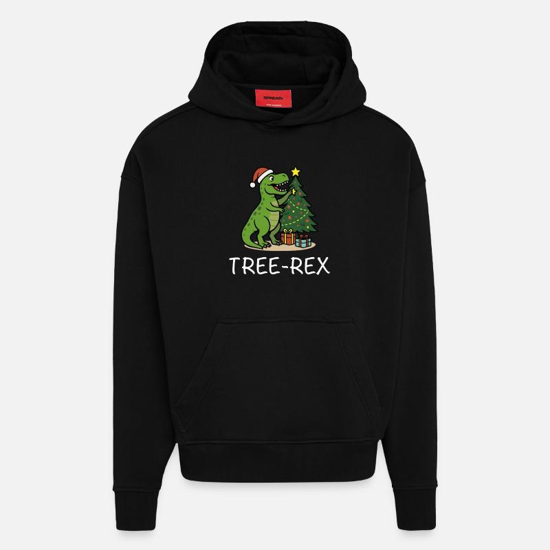 Tree-Rex – Dino Christmas Motif T-Rex - Hoodie- made by SPREAD  - SOLID BLACK