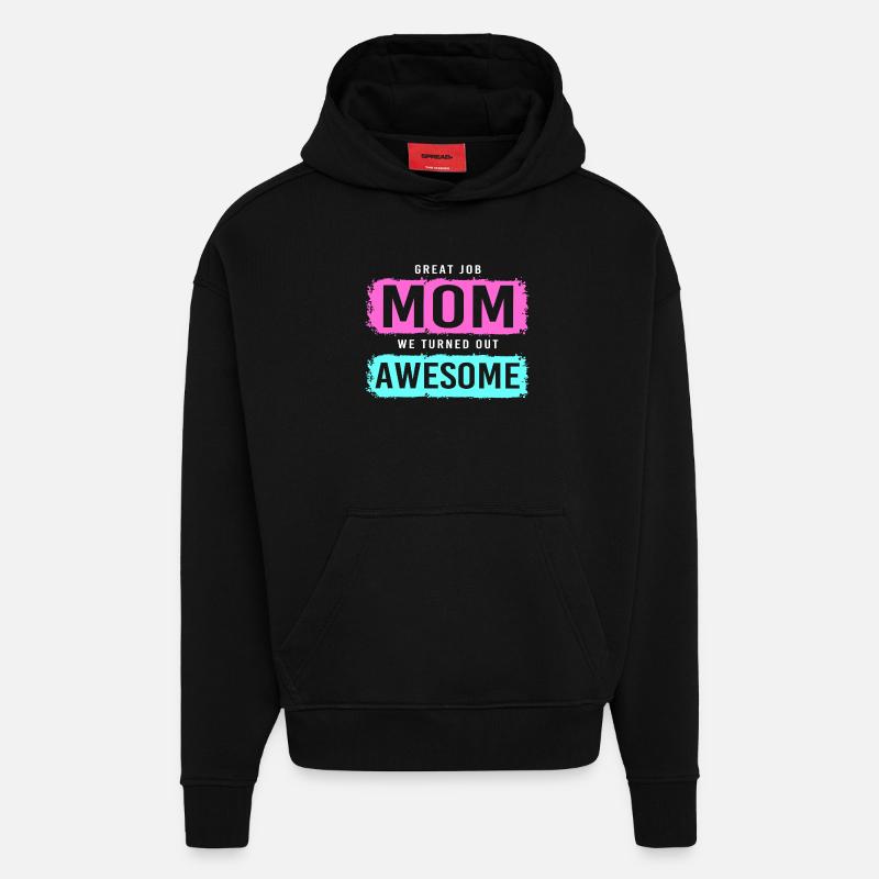 Maman célibataire Maman célibataire Maman célibataire - Sweat à capuche bio épais oversize fabriqué en UE - SOLID BLACK