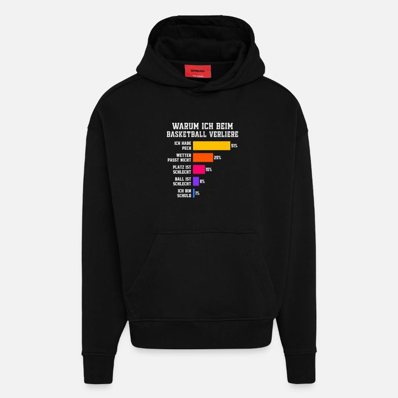 Pourquoi je perds au basket Basket - Sweat à capuche bio épais oversize fabriqué en UE - SOLID BLACK