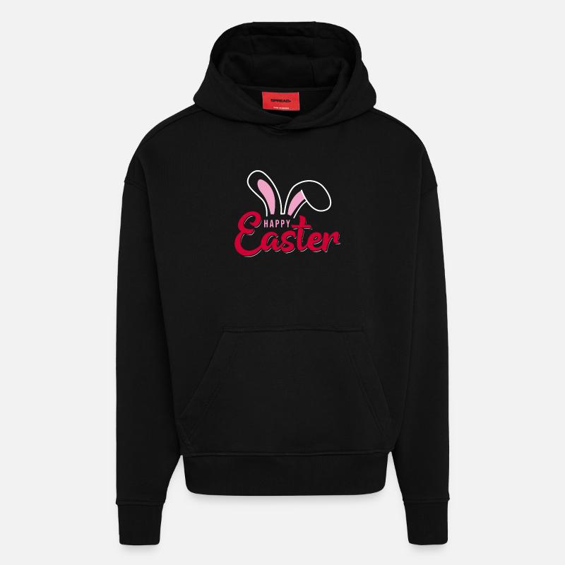 Happy Easter Bunny Scripture - Hoodie- made by SPREAD  - SOLID BLACK